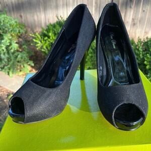 Shimmer Party Preppy Womens High Heels EU39/US 8 Hidden Platform Black Red Pumps